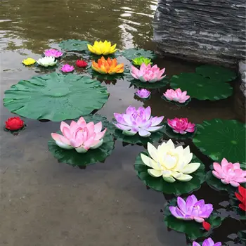 1Pcs Vandens lelija Plūduriuojantis Gėlių, Augalų Ornamentais 10cm Dirbtinis Lotus lapų Ornamentu, Sode Tvenkinys, Baseinas, Apdaila Prekes