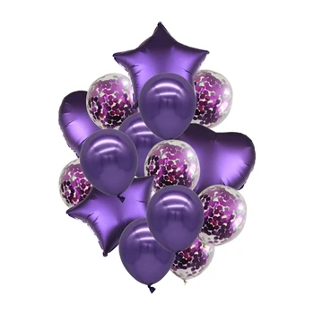 1set Romantiška Violetinė 18inch Metallic Star Širdies Folija Balionas Konfeti Latekso Kamuolius Vestuvių Baby Shower Gimtadienio Dekoracijos