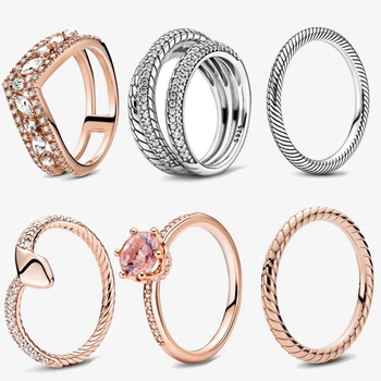 2020 Nauja 925 Sterlingas Sidabro Žiedas Nutiesti Gyvatė Grandinės Modelis Žiedas, Karūna Žiedai Moterų Dalyvavimas Jubiliejų Papuošalai