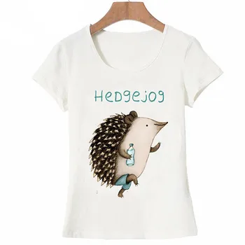 2020 Naujas vasaros Kawaii spausdinimo mergina T-Shirt Mielos Moterys t-shirt puikus Hedgejog dizainas, Stalviršiai, mados mergautinė atsitiktinis Tees