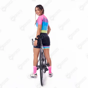 2021 Frenesi Moterų Triatlonas Pastelinių Trumpas Rankovės Dviračių Jersey Rinkiniai Skinsuit Maillot Ropa Ciclismo Dviračių Drabužius Jumpsuit