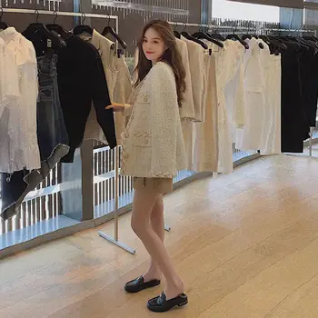 2021 M. Pavasarį, Rudenį Moterys Dirbtiniais Audinės Kailiniai Paltai Kratinys Korėjos Stiliaus Office Lady Paltas Atsitiktinis Palaidų Šiltas Moterų Outwear M101