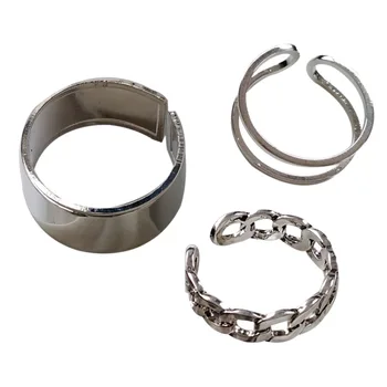 2021 Mados Paprastos Konstrukcijos anillos Senovinių Sidabro Spalvos Bendrą Žiedai Rinkiniai Moterims, Papuošalai korėjos Versija Bendras Žiedai