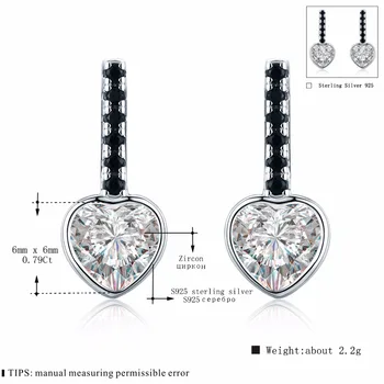 2021 Naujas Romantiškas 925 Sterlingas Sidabro Širdies Juoda Spinel Širdies Dalyvavimas Auskarai Moterims Fine Jewelry Bijoux I045