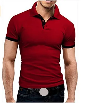 2021 Prekės Vasaros Nauja, vyriški T-shirt Atvartas Atsitiktinis trumparankoviai Susiuvimo marškinėliai vyrams vientisos Spalvos Megztinis Viršūnės T-shirt