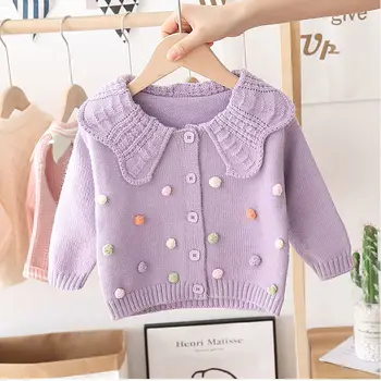 2021 single-breasted megztinis mergaičių megzti megztinis pavasarį ir rudenį kūdikiui ilgomis rankovėmis nauja P4442