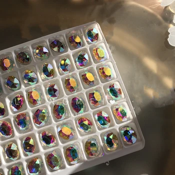 20pcs/maišelį Nagų stiklo akmenų pakabukai 3D cirkonio 4 spalvų, gali pasirinkti Nagų dailės ovalo formos pavyzdys AB manikiūro JZ29