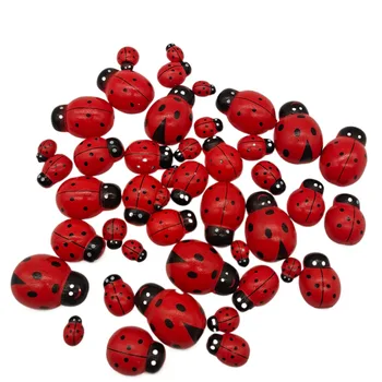 20PCS Mediniai Ladybugs Puošmenų, Lipnios Mini Medienos Klaidas Dažytos Butas-Atgal Mediniai kamanėmis Boružėlių