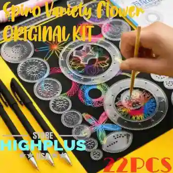 22Pcs Spirograph Piešimo Žaislai Nustatyti Blokavimo Įrankių & Ratų Geometrinis Valdovas Piešimo Reikmenys Kūrybos Švietimo Žaislas Vaikams