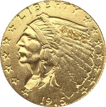 24-K auksu 1915 $2.5 AUKSO Indijos Pusę Erelis Monetos Kopija