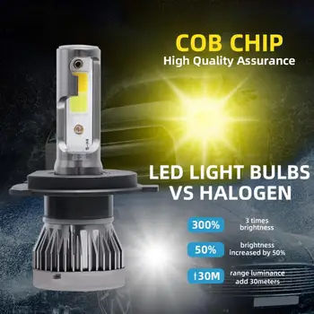 2VNT H4 9003 HB2 LED Žibintų Konversijos Rinkinys COB Hi/Lo Šviesos Lemputės 90W 12000LM Didelės Galios 6000K Balta/Geltona Šviesa 3000K 5000h