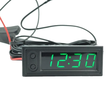 3 In 1 Automobilis, Laikrodis, Nešiojamas Šviesos Priedai Termometras Led Mini Universalus Daugiafunkcinis Skaitmeninis Ekranas Voltmeter Tiksliai