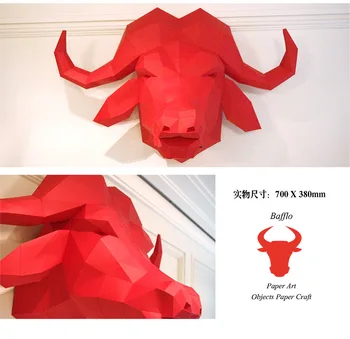 3D Popieriniai Buffalo Karvės Jaučio Galva papercraft namų dekoras, kambario sienų apdaila Galvosūkiai Švietimo 