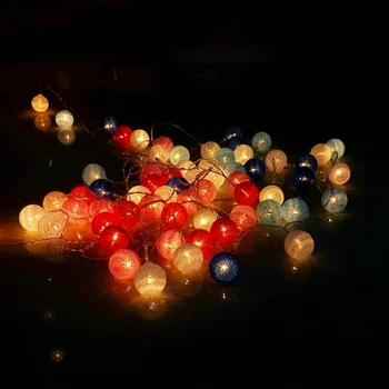 40 LED Medvilnės Kamuolys String Žibintai su baterijomis, Spalvinga Girlianda Pasakų Žibintai Namų Vestuvių Kalėdų Vakarėlį Lauko Dekoro