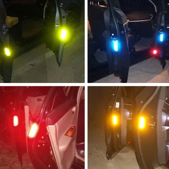 4PCS/set Automobilio šviesą Atspindinčios Juostos Įspėjimo Lipdukai Nissan Qashqai J10 J11 Patrol X-trail T32 Pastaba Almera Teana Automobilių Durų Lipdukai