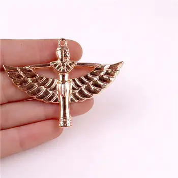5 gabalus angelas sparnų 42 * 56 * 4mm Tibeto aukso spalvos pakabukas antikvariniai papuošalai 