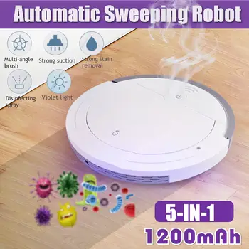 5-in-1 (Visiškai Automatinis Daugiafunkcinis Protingas Robotas Dulkių siurblys USB Įkrovimo Valymo Robotas Sauso/Šlapio UV Dezinfekavimo Cleaner