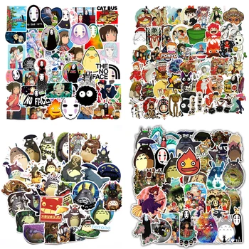 50PCS Hayao Miyazaki Anime Kawaii Totoro Lipdukai Juda Pilis Atkakli Toli Animacinių filmų Lipdukai, Nešiojamas Bagažo Vaikams, Žaislai F3