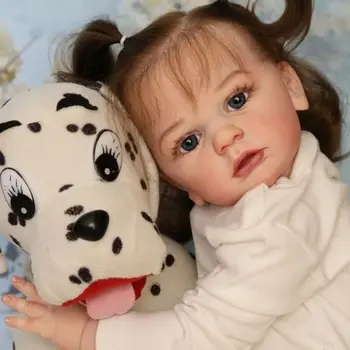 60 CM 3D-Dažų Odos Minkštas Silikoninis Reborn Baby Lėlės, Žaislai Mergina Kaip tikra, Audinio, Organo Ilgi Plaukai Princesė Bamblys Tayra Bebe