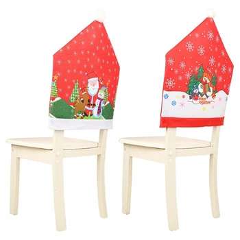 6Pcs Kalėdų Papuošalai Kėdė Padengti Vakarienė Valgomasis Stalas Santa Claus Snaigės, Sniego Raudonas Dangtelis Ornamentu Kėdė užpakalinio viršelio Dekoras