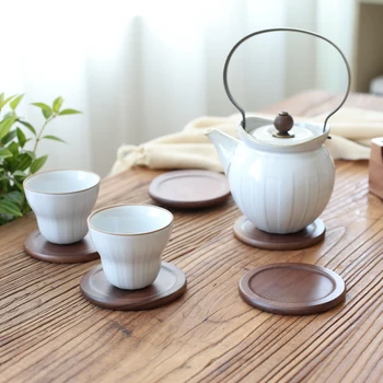 6PCS/Set Japonijos Black walnut Medinis kilimėlis Namų apyvokos Stiklo arbatos puodelio vandens stiklinę alaus puodelis kavos puodelio, puodelis Izoliacija pagalvėlės Taurės kilimėlis