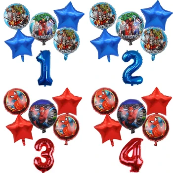 6Pcs žmogus-Voras Keršytojas Apvalus balionas Baby Shower 32inch Skaičius Balionas su Gimtadieniu Dekoracijos Vaikams Baby Shower Žaislas