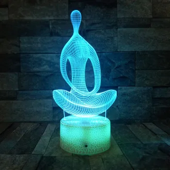 7 Spalva Keičiasi Jogos Meditacija 3D LED Nakties Šviesos Miegamasis USB Stalo Lempa 