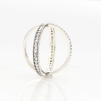 925 Sterling Silverpandora Žiedas Grįžtamasis Širdis Su Crystal Žiedą, Moterims Vestuves Dovanų Bižuterijos