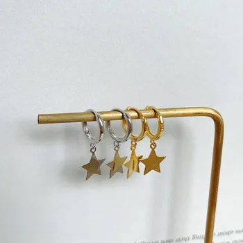 925 Sterlingas Sidabro Hoopas Auskarai Dovana Moterims Žvaigždės Formos Aukso Minimalistinio Mėnulio Formos Auskarai Dizaineris Aksesuarai, Juvelyriniai Dirbiniai