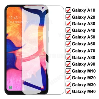 9D Saugos Grūdintas Stiklas Samsung Galaxy A10 A20 A30 A40 A50 A60 A70 Full Screen Protector A80 A90 M10 M20 M30 M40 Stiklo Plėvelės