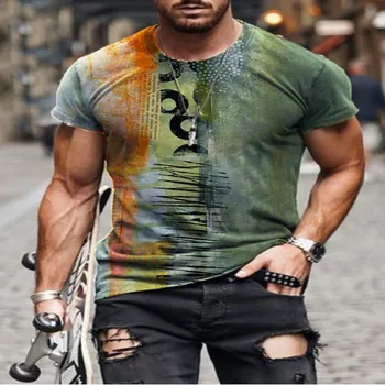 Abstrakti drabužiai, spausdinimo atsitiktinis viršų vyriški naujas mados vasaros slim trumpas rankovėmis viršų O-kaklo T-shirt mažas versija 2021