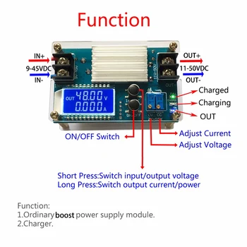 Adapterio Modulis Konverteris Reguliuojami Boost/Buck elektros Energijos Tiekimo Valdybos Skaitmeninis LCD Ekranas Žingsnis Aukštyn/Žemyn Modulis DC-DC 5A/12A