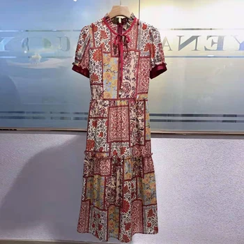 AELESEEN Bohemijos Medvilnės Vasaros Suknelė 2021 Aukštos Kokybės Moterų Raukiniai Žibintų Rankovės Gėlių Spausdinti Long Beach Holiday Dress