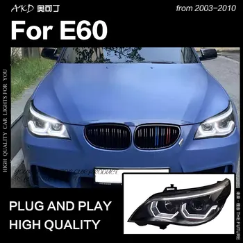 AKD Automobilių Stiliaus Žibintas BMW E60 Žibintai 2003-2010 523i 530i Angel Eye LED Žibintai DRL Hid Bi Xenon Auto Priedai