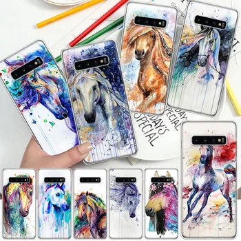 Aliejaus Tapybai Cute Arklių Minkštas Viršelis Telefono dėklas Samsung Galaxy S10 S20 S21 FE S8 S9 S7 Pastaba 10 9 8 Plus Ultra Lite J4 J6 + Coq