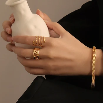 Amorita boutique Stilingas aukso ponios paprastų geometrinių elementų žiedas