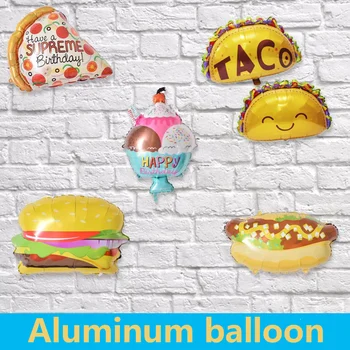 Animacinių Filmų Ledų Burger Karštas Šuo Pica Spurgos Aliuminio Folija Balionas Vaikų Gimtadienio Apdailos Prekių Cake Shop Kolbų