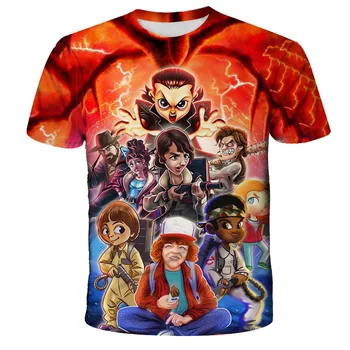 Anime Simbolių Vaikų Marškinėliai 3D Print T-shirt Svetimas Dalykų 3 Kūdikis T-shirt Įdomus Vaikų Viršaus Karšto TV Serialas Camiseta 4-14Y