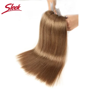 Aptakus Dvigubo Tempimo Šilkiniai Tiesūs Plaukai, Brazilijos Plaukų Pynimas Ryšulių Spalvos 8# 6# Rudos spalvos Remy Human Hair 12-24 Coliai plaukų