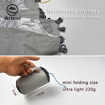 ARICXI Ultralight Žygiai Dviračiais Lietpaltis Lauko Markizės Kempingas Mini Tarp Saulės Pasislėpti atnaujinta 15D Silikono & sidabro danga