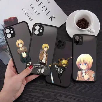 Armin Arlert Ataka Titan anime Telefono dėklas matinis skaidrus iphone 7 8 11 12 plus x mini xs xr pro max dangos