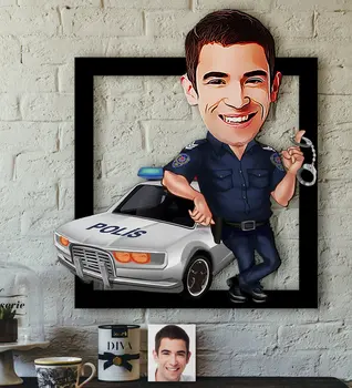 Asmeninį Pone Eismo Policijos Karikatūra 3D Medienos Tablo-1 Kokybės, ekonomiškas Dovana, Dizainas, Apdaila, Sienos nuotrauka