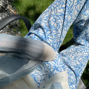 Atsitiktinis Kelnės Moterims Vasaros Pločio Kojų Blue Print Mados Streetwear Konkurso Elastinga Juosmens Imperijos pilnametražis Kišenės korėjos Moterų