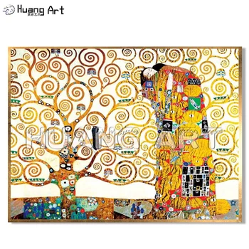 Aukštos Kokybės Garsųjį Gustavo Klimto Aliejaus Tapybai Ranka-Dažytos Meilužis Apkabino pagal Medžio Aliejaus Tapybos ant Drobės Imitacija Art