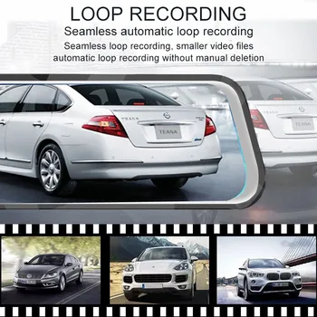 Automobilių Dvr 10 Colių Stream Media galinio vaizdo Veidrodis Infraraudonųjų spindulių Naktinio Matymo Vaizdo įrašymo Auto Registratorius Remti 1080P Galinio vaizdo Kamera