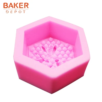 BAKER DEPO Silikono Minkštas Pelėsių Medaus Muilas žvakė ledo Įrankis 3D Bičių cukraus amatų pelėsių pyragas apdaila forma 