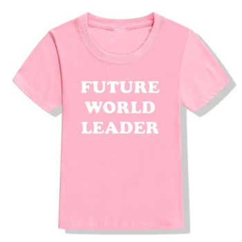 Berniukų Marškinėliai Mergaitei Marškinėlius Ateities Pasaulio Lyderis Spausdinti Vaikiški marškinėliai Vasaros Bamblys Kūdikių marškinėliai, Unisex Mados Viršūnes Tees Marškinėliai