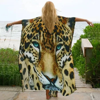Bikini Danga-ups Seksualus Tigras Modelio Spausdinimo Kimono Skraiste Plage maudymosi kostiumėlį Padengti iki Boho Prarasti Ilga Suknelė