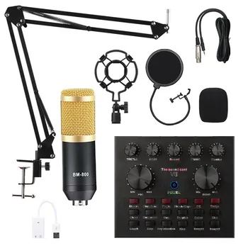 BM800 Mikrofonas, Garso plokštė, pc Žaidimas Live Transliacijos dj Kondensatorius Stovi, USB, 