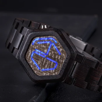 BOBO PAUKŠČIŲ LED Mediniai vyriški Laikrodžiai Unikalus Skaitmeninis Žiūrėti Naktinio Matymo Kvarcinis Laikrodis relogio masculino JAV sandėlyje